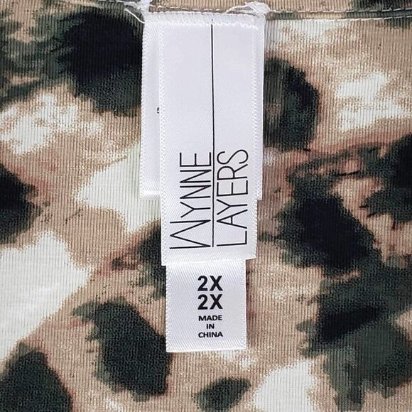 Wynne Layers Shirt Top Popover Tunic Womens Plus 2X LS Animal Print Collared - Picture 8 of 11